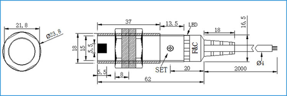 Retro-Reflective τύπος 2M ανακλαστήρων NPN αισθητήρων M18 κυλινδρικός φωτοηλεκτρικός αισθαμένος διακόπτης
