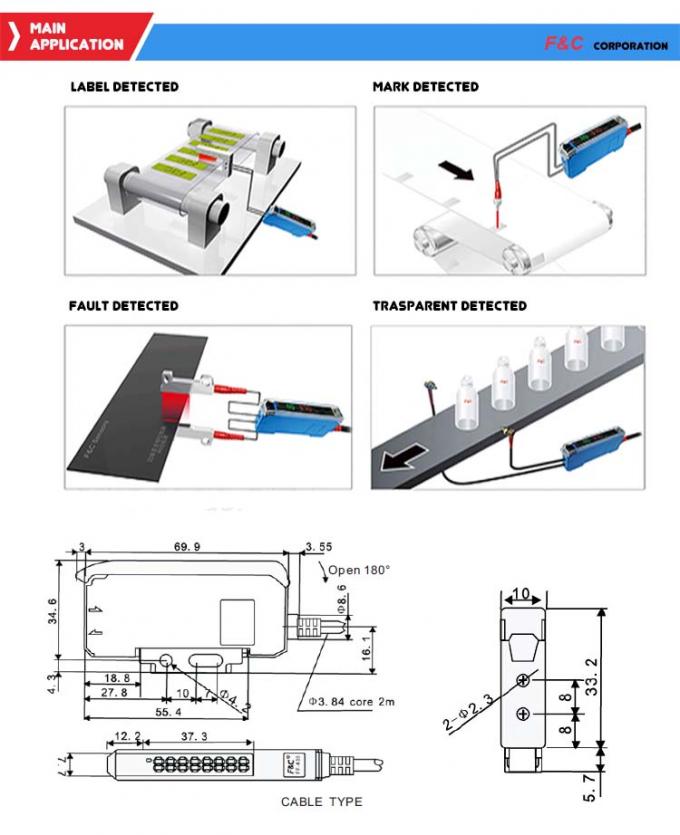 Φωτοηλεκτρική οπτική ίνα Sensor.jpg ψηφιακής επίδειξης αισθητήρων εργοστασίων
