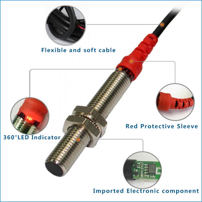12V ξεπλύντε 3 τον αισθητήρα 2mm εγγύτητας καλωδίων M8 NPN αισθαμένος μεγάλης απόστασης τύπος